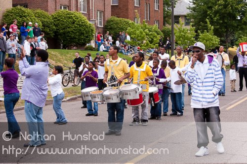 A marching band performs at Grand Old Day on 7 June 2009